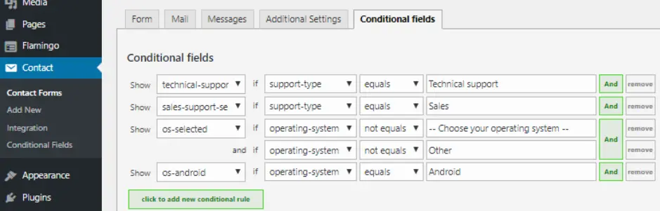 conditional fields