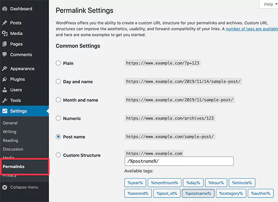 permalink settings