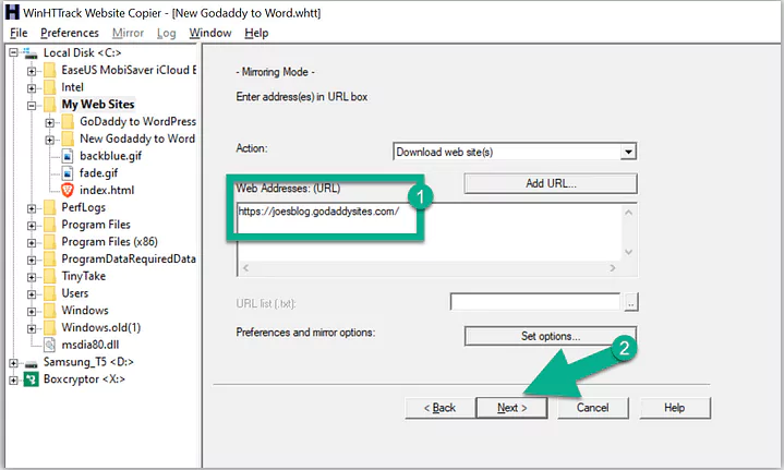 web addresses url box