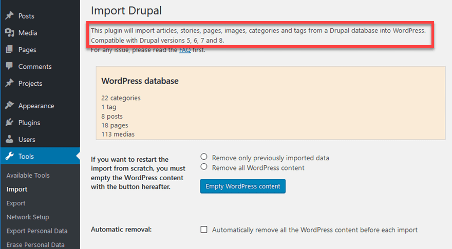 free version of fg drupal to wordpress