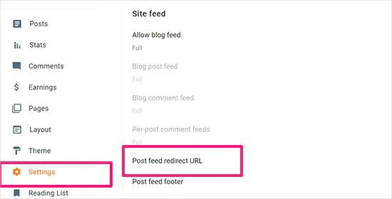 post feed redirect url