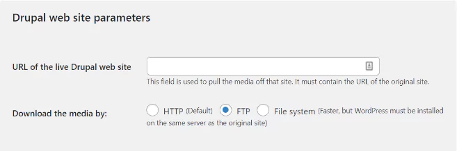 select drupal website parameters