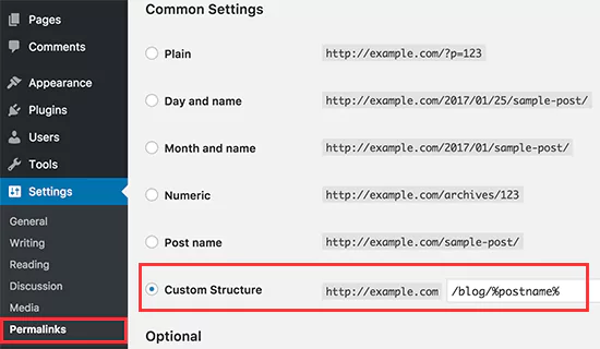 setting permalink for posts