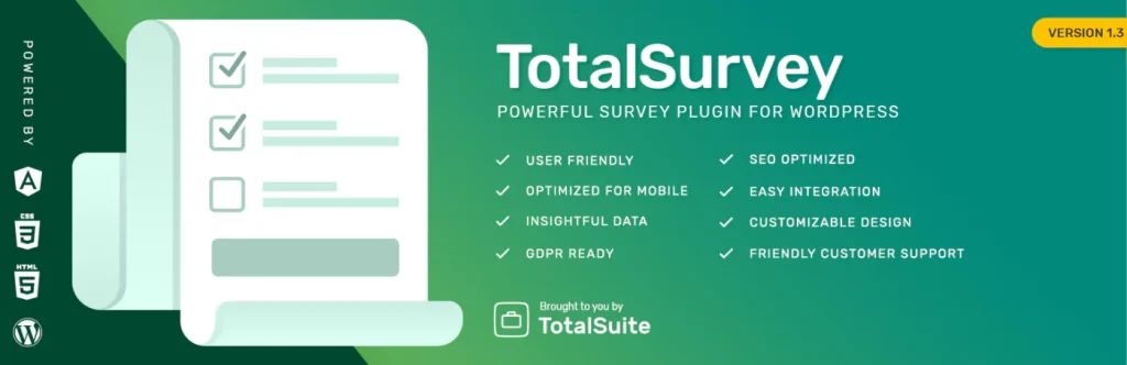 totalsuite survey plugin for wordpress