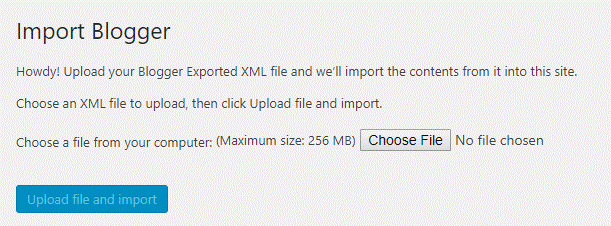 upload file and import blogger